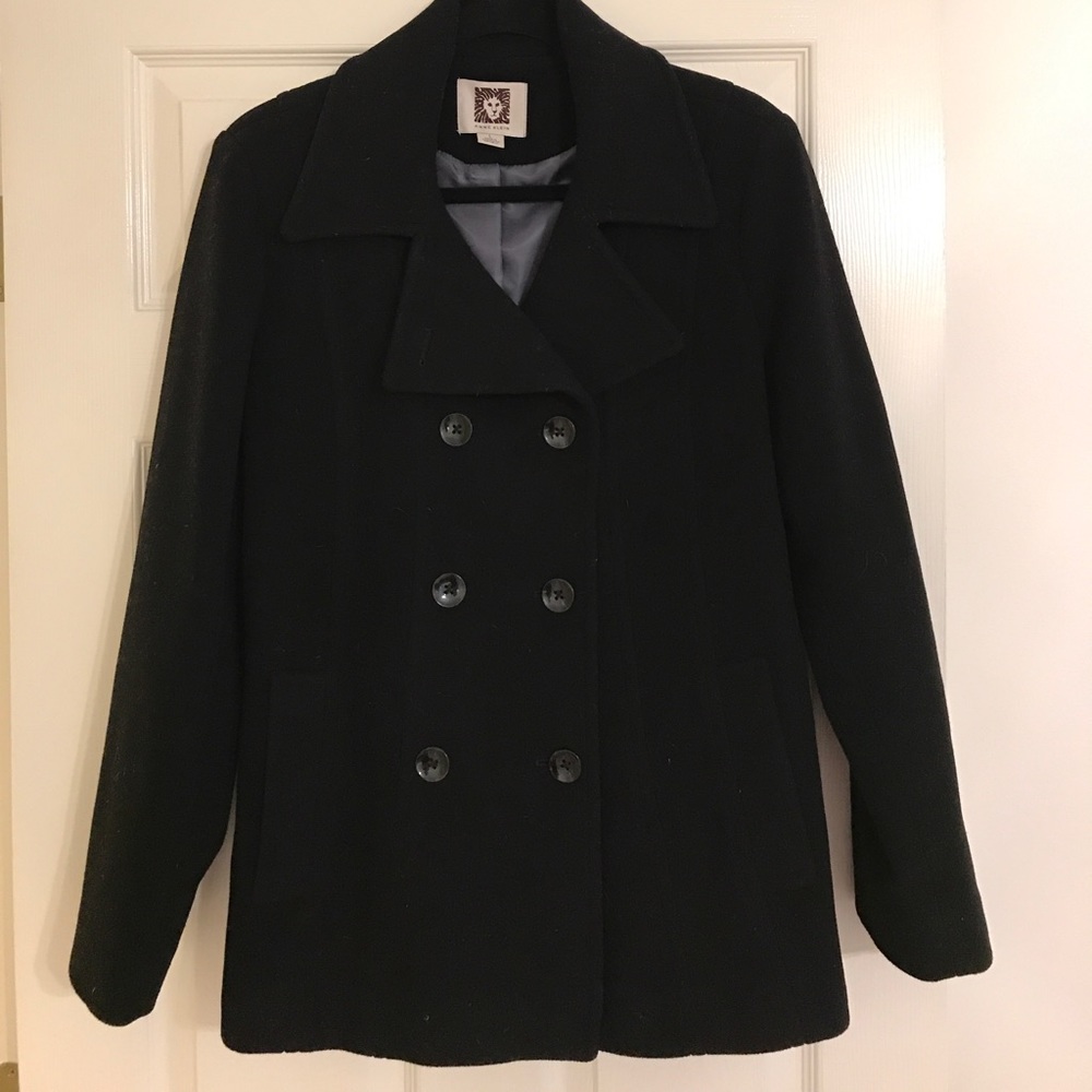 Black Wool Pea Coat by Anne Klein